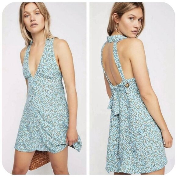 Free People NWT $98 Retro Mini Dress "C'est La Vie" in Cottagecore Floral Size S - Picture 1 of 12